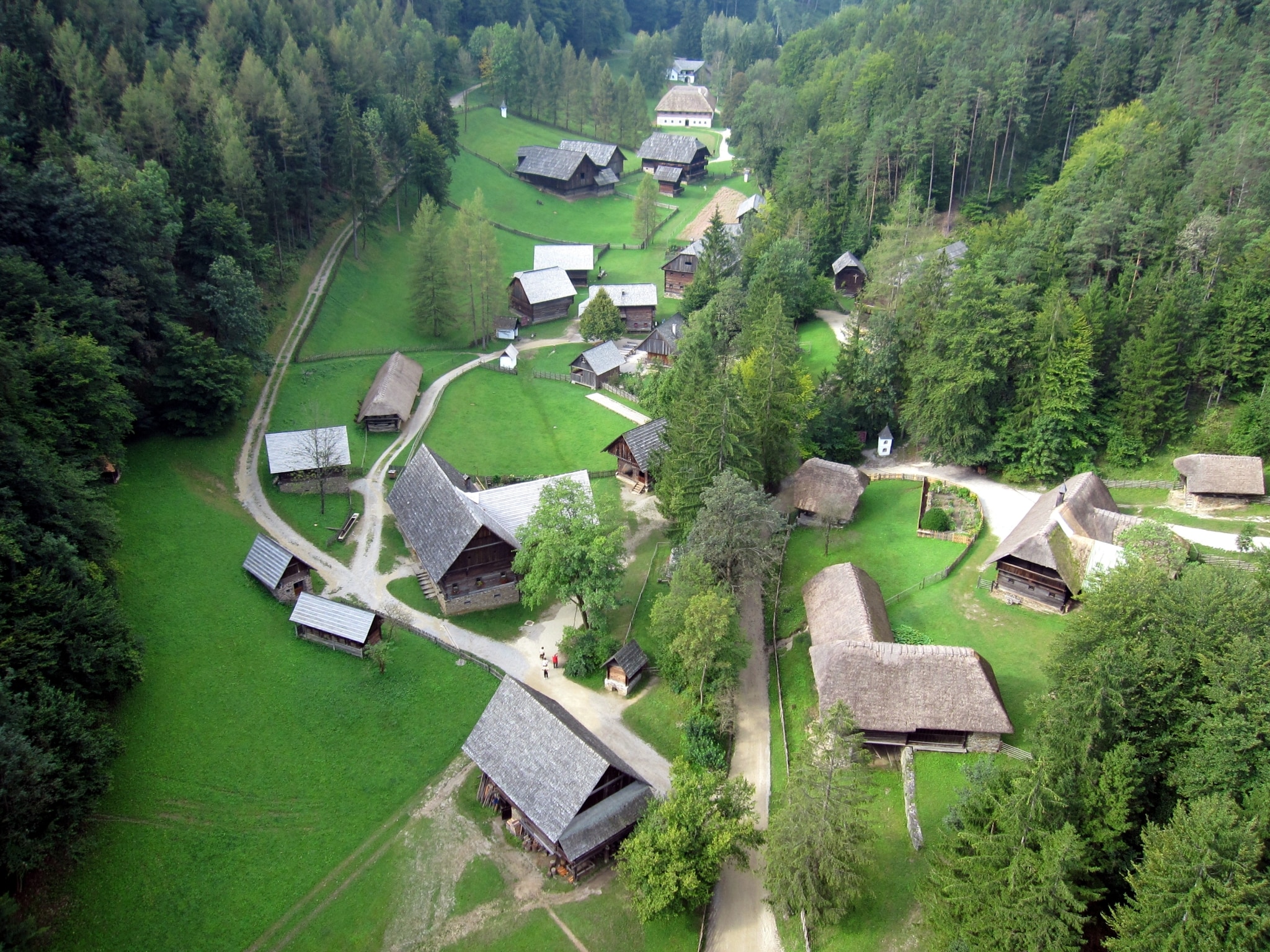 Luftaufnahme des Freilichtmuseum Stübing